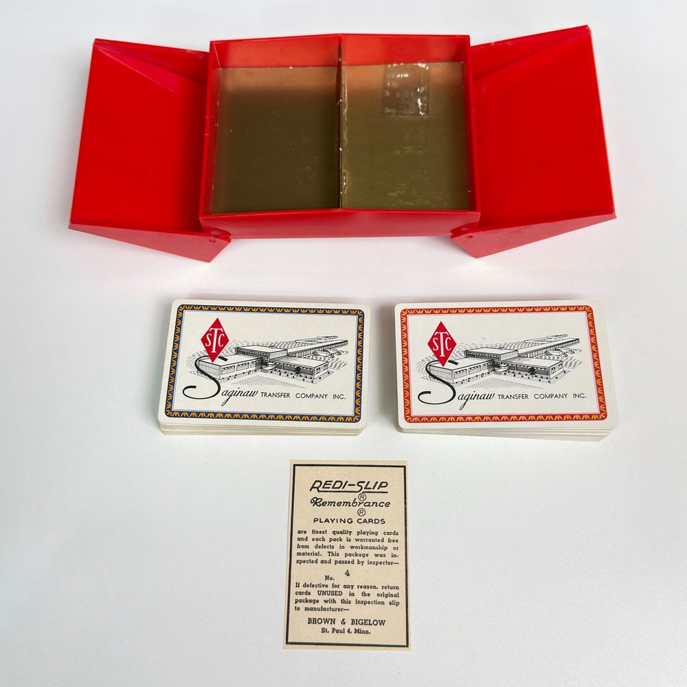 Vintage Brown & Bigelow Redi-Slip Playing Cards Saginaw Transfer Co Double Deck
